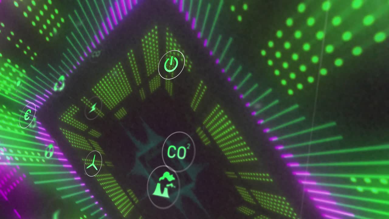 디지털 터널을 통해 생태학 아이콘의 애니메이션