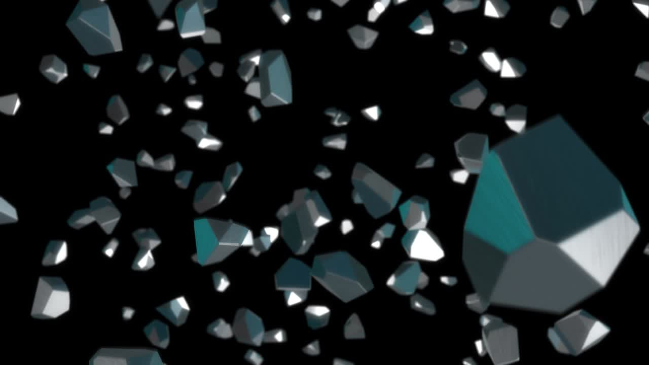 Falling 3D metal pieces 01