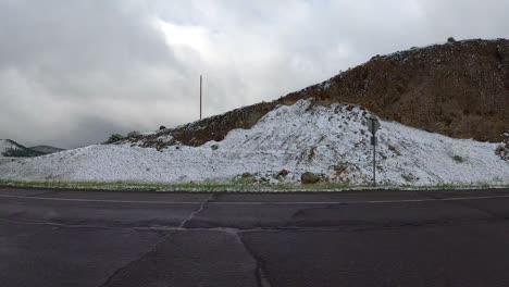 snowy mountain road trip