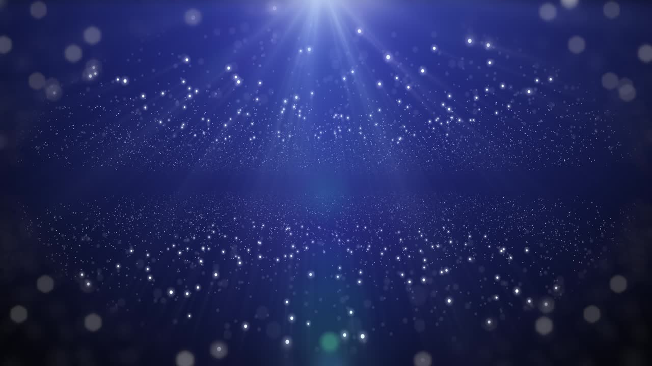 추상적인 디지털 풍경, 흐르는 입자와 광선.