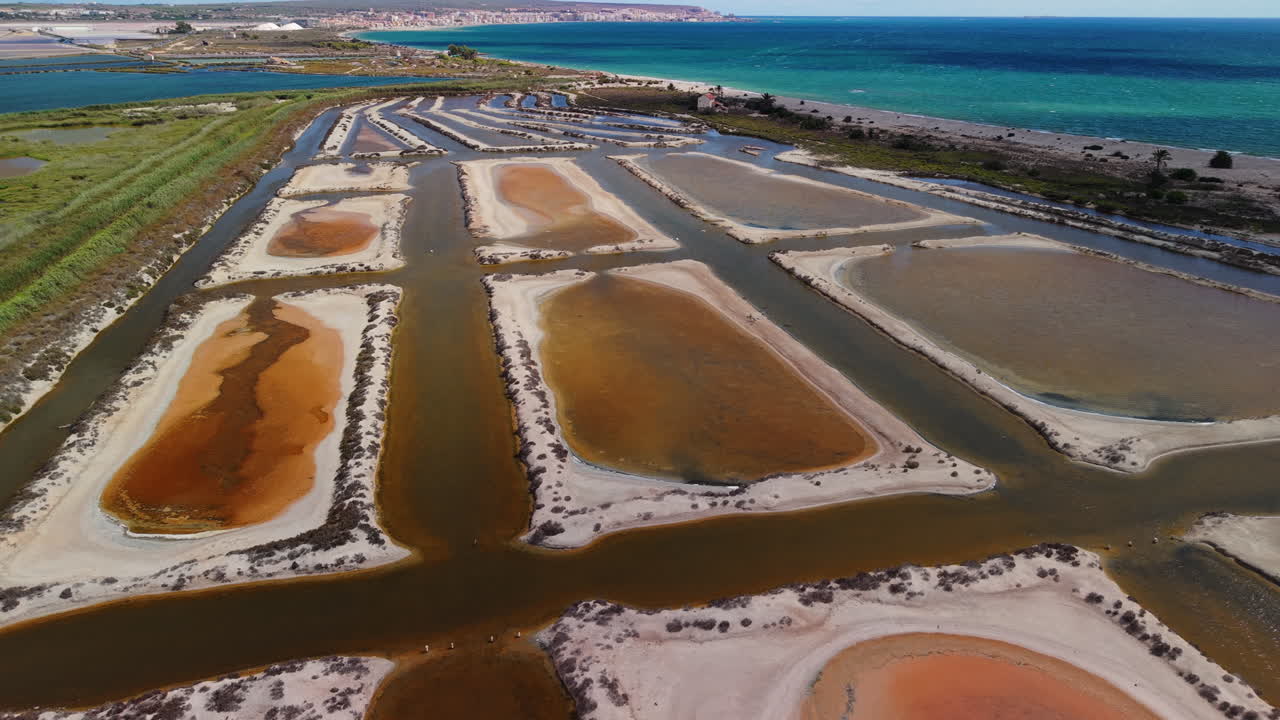Aerial View of Salt Pans by the Coast