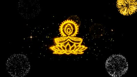 diwali element 2 text particals  golden text blinking particles with golden fireworks display