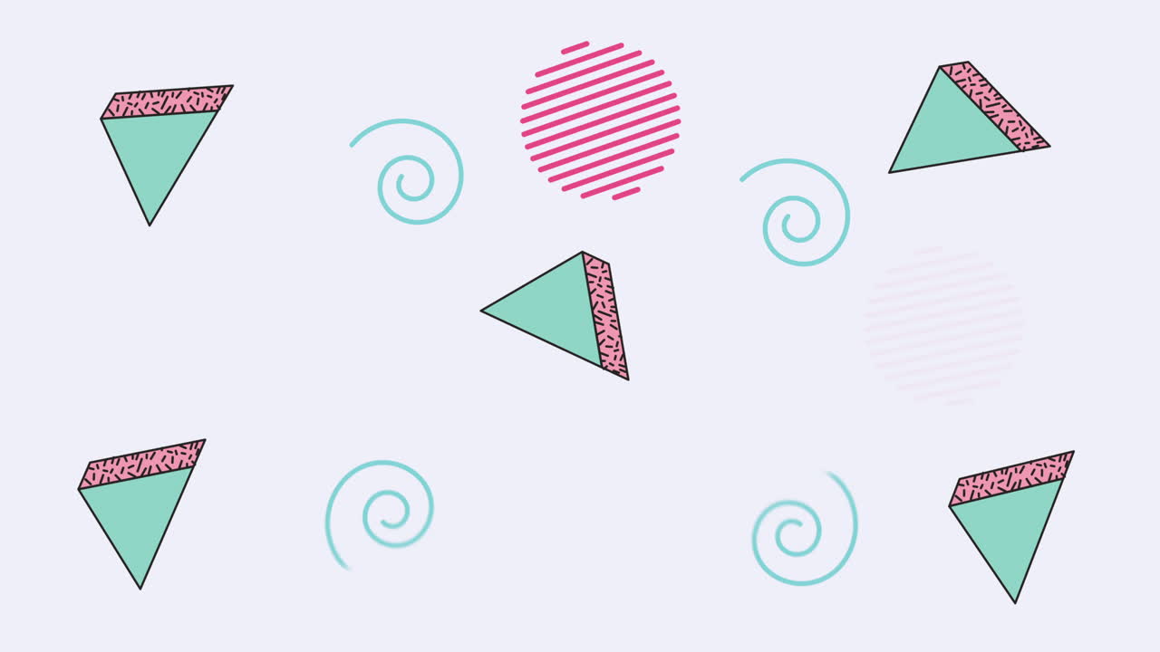 색 배경 애니메이션에서 색상과 기하학적 그림