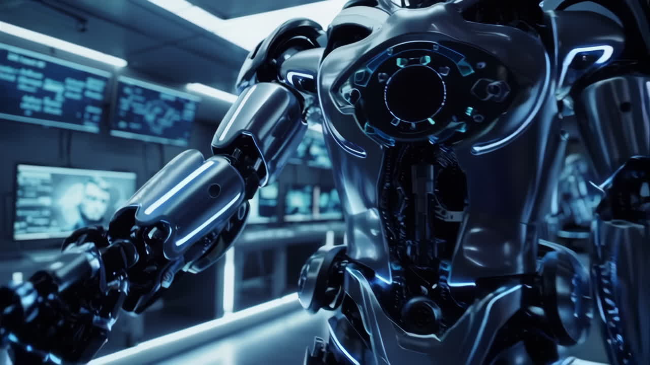 Advanced Robot in a Futuristic Laboratory