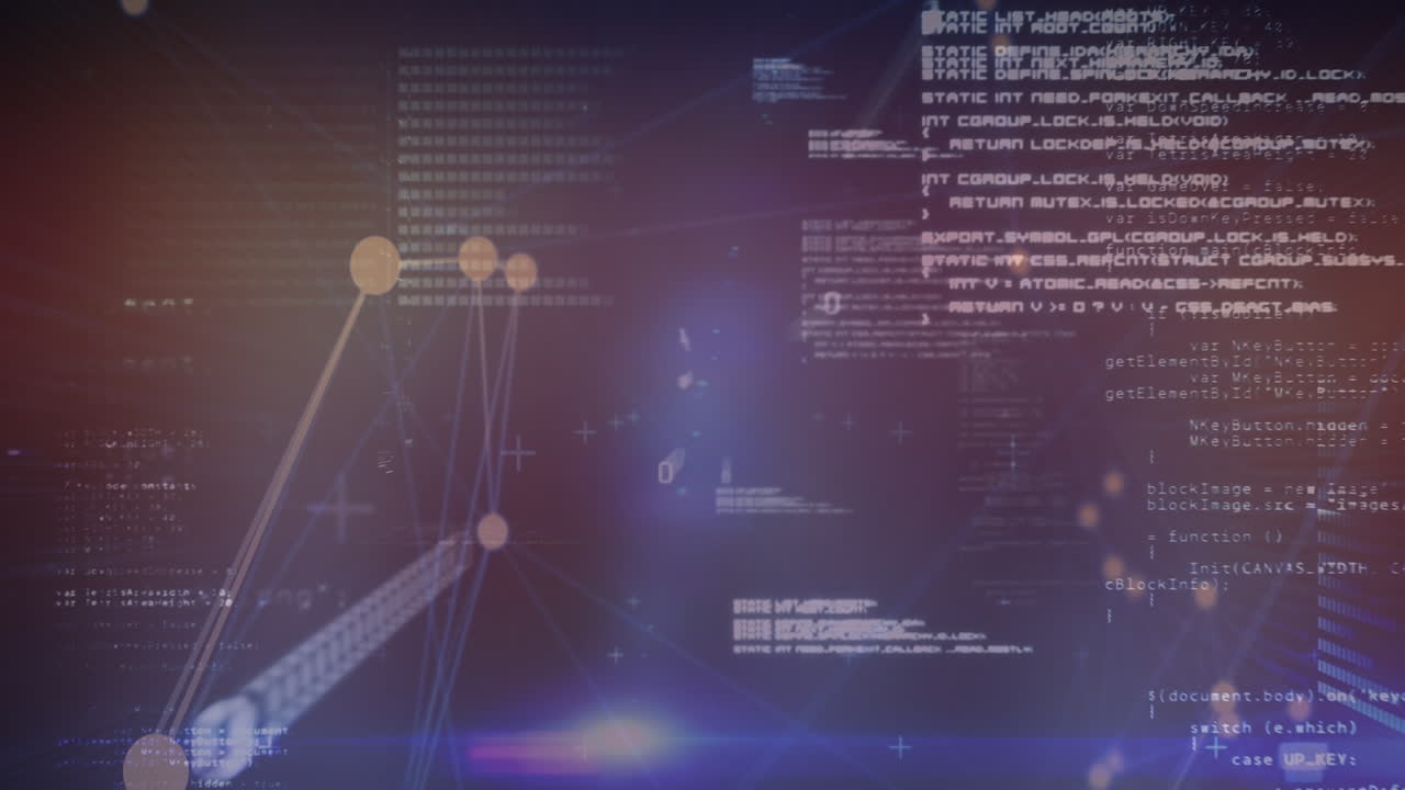 검은 바탕에 연결 네트워크를 통해 데이터 처리의 애니메이션