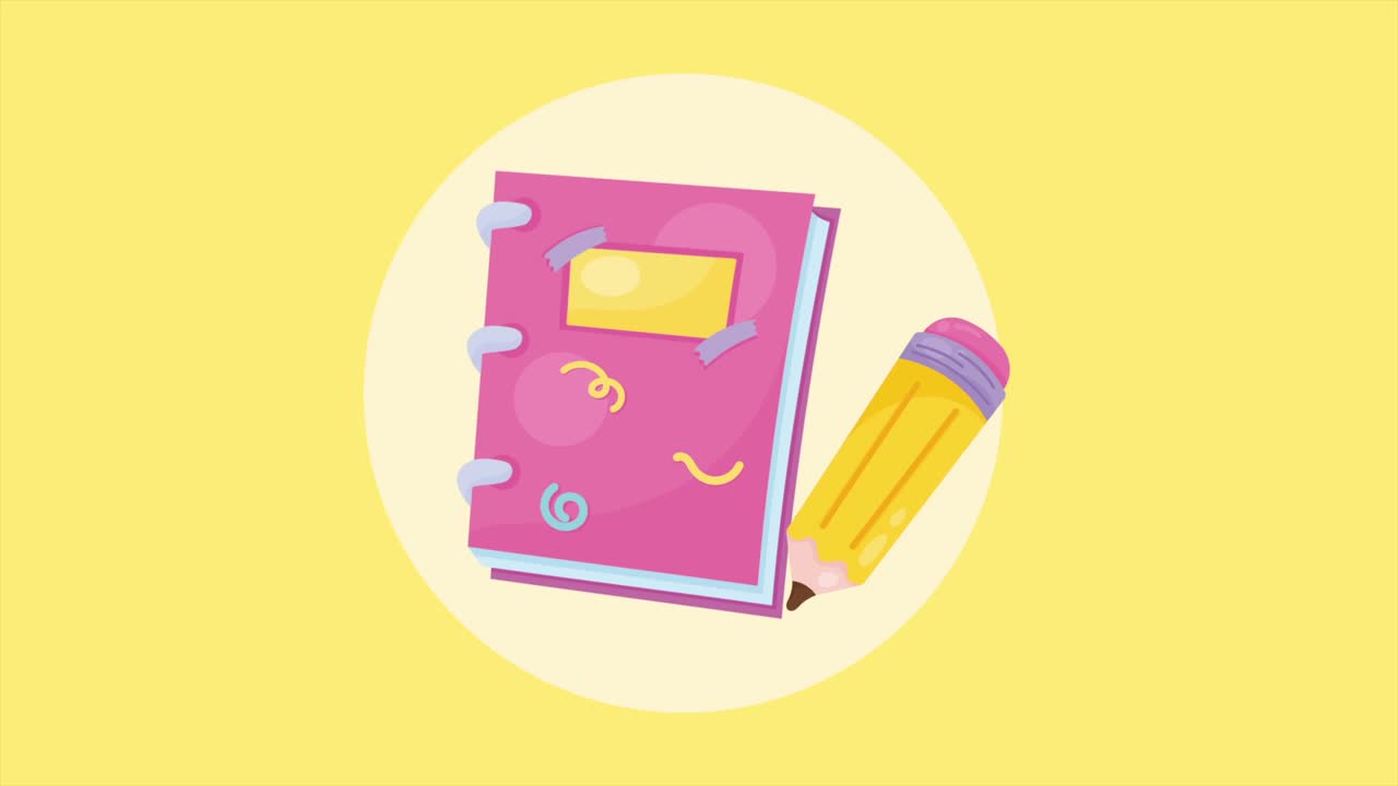 cuaderno rosado y lápiz