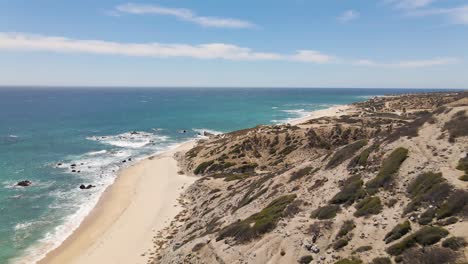 Aerial:-Baja-California-Sur-coastline,-beautiful-Mexican-bay-on-Pacific-Coast