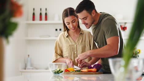 Ingredientes,-Cocina-Y-Pareja-En-La-Cocina.