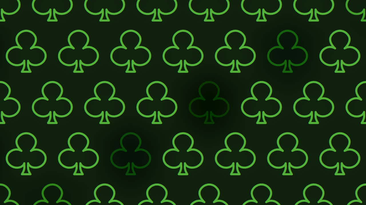 Green playing cards create a deck-like pattern on a black background