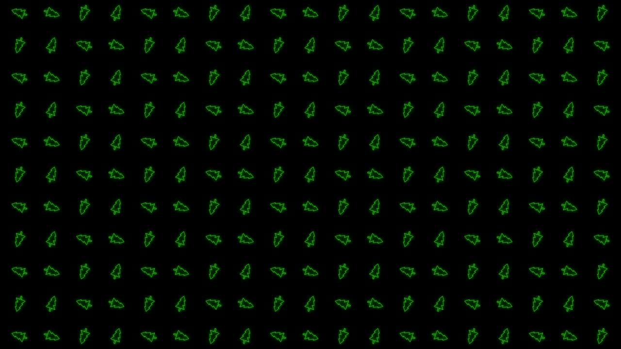 빛나는 녹색과 검은색의 크리스마스 트리 타일 배경 애니메이션 패턴