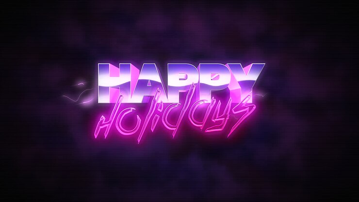 Happy Holidays with thunderbolts in dark sky