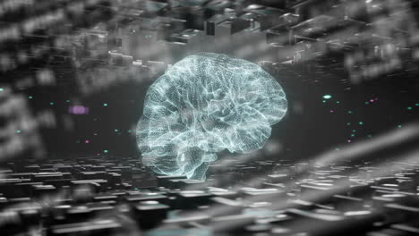 animation of human brain and data processing with connections