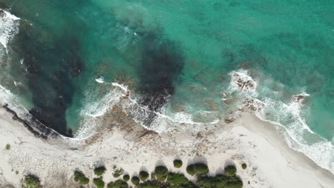 -Aerial-view-drone-over-beach-sea-with-powerful-sea-waves