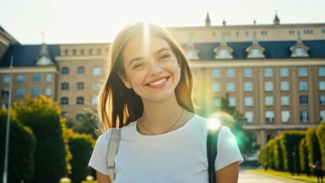 a smiling student on campus