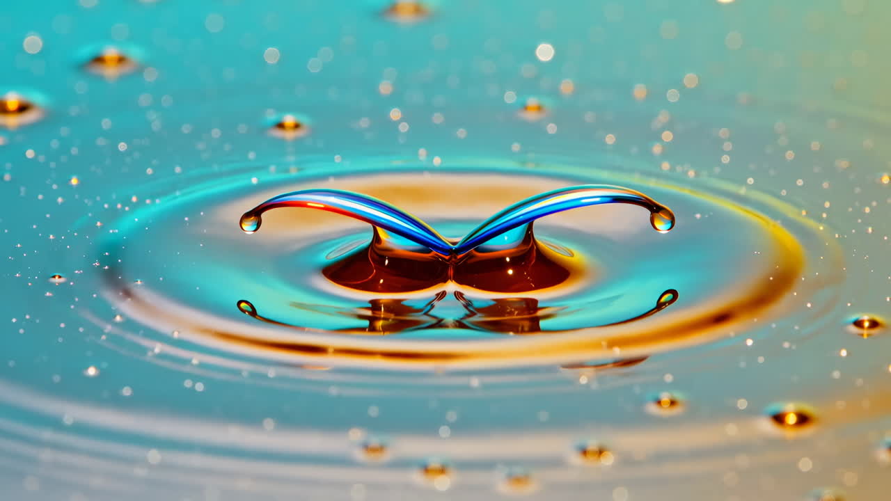 Colorful Water Drop Collision and Splash