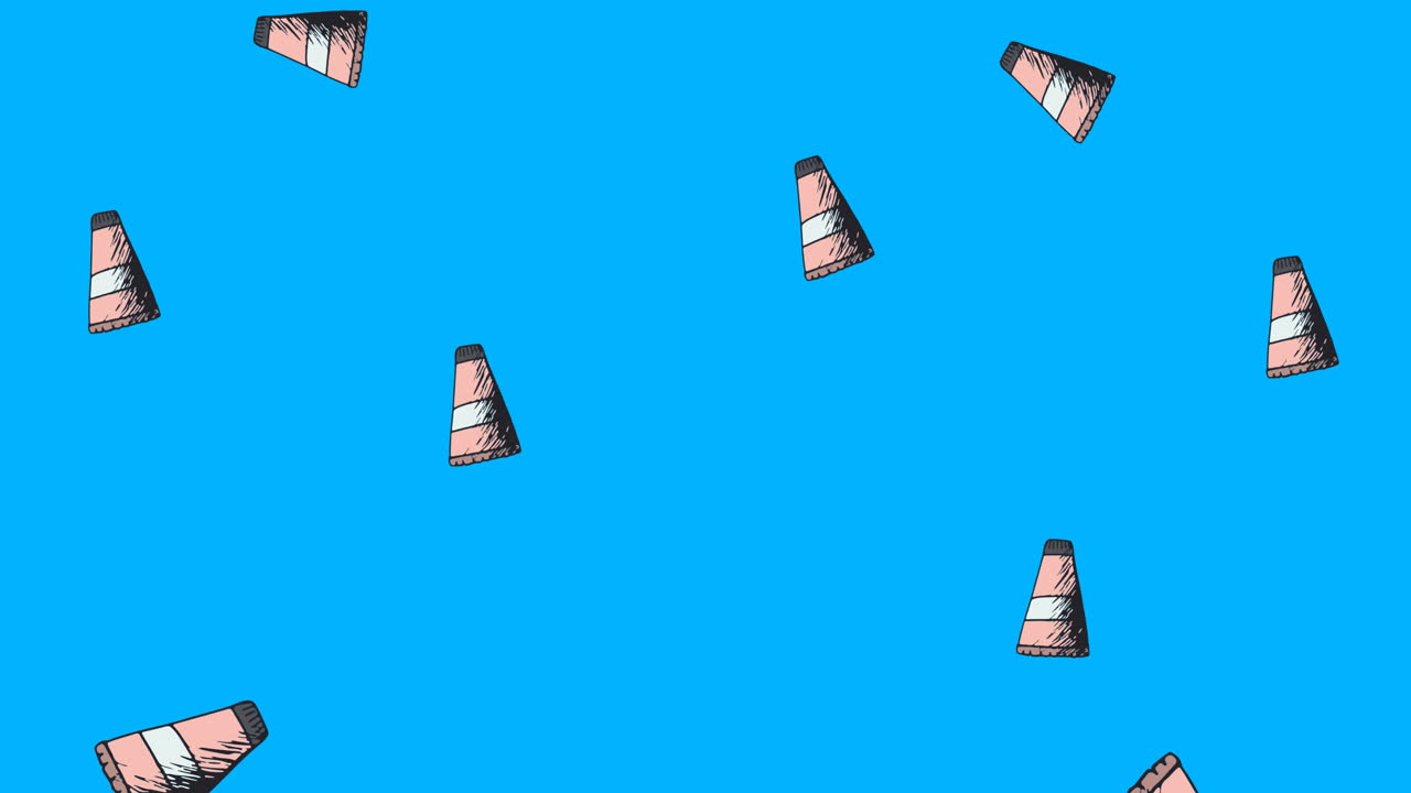 animación de los iconos de la crema de maquillaje sobre un fondo azul