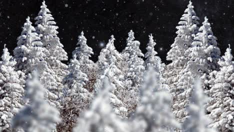 árbol de navidad animado con nieve blanca en la noche