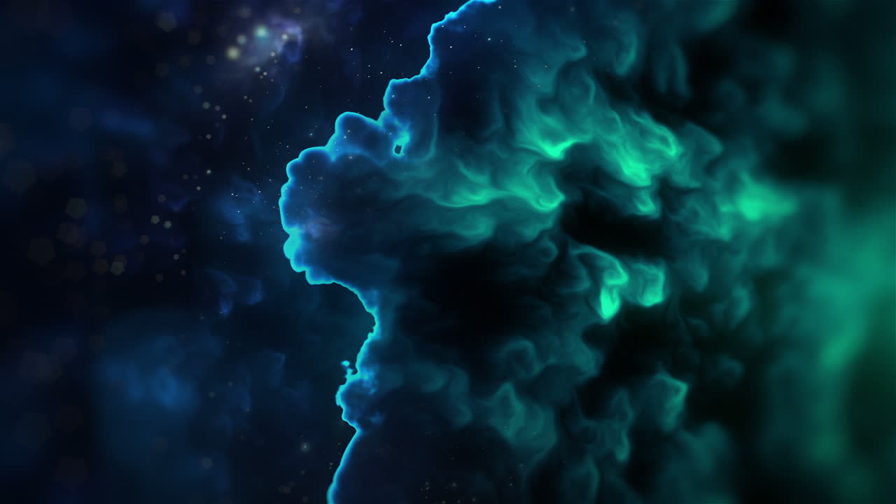 Fundo Abstrato Dinâmico de Fumaça Fluida Azul e Verde
