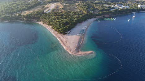 bol zlatni rat golden horn famous beach aerial drone birds eye view ocean crotia brac island