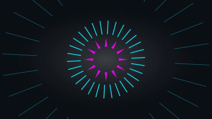 Abstract Motion Graphic with Pulsing Neon Geometric Shapes