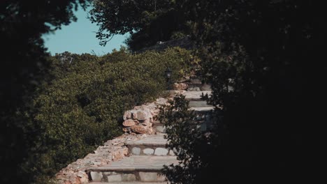 Walk-up-a-stone-path-among-nature-in-Athens-Greece