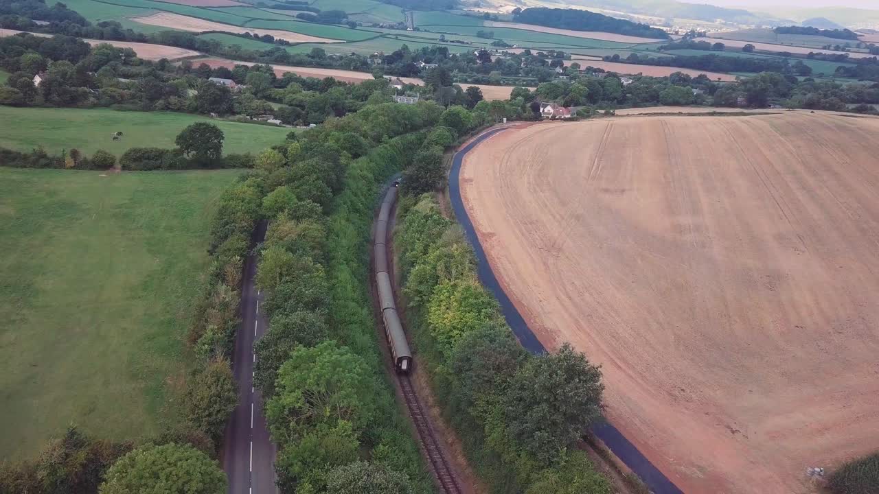 Train traveling through the countryside