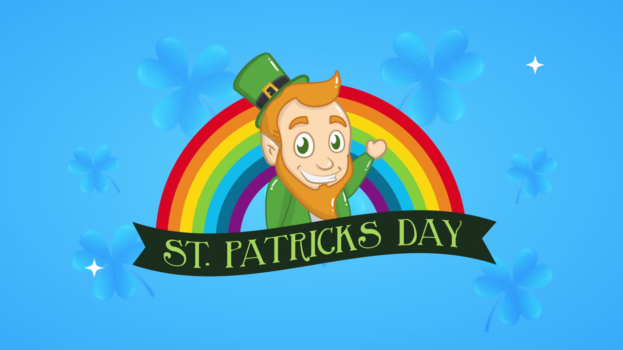 세인트 패트릭스 데이 애니메이션 카드: 엘프와 무지개