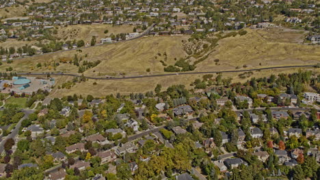 salt lake city utah aerial v63 birds eye view flyover affluent hillside neighborhood, federal heights, tilt up reveals beautiful mountain landscape - shot with inspire 2, x7 camera - october 2021