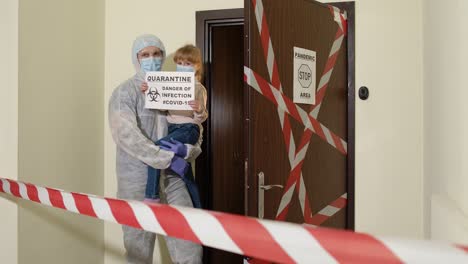 Sick-young-family-of-father-with-child-daughter-stay-at-home-during-coronavirus-quarantine-lockdown