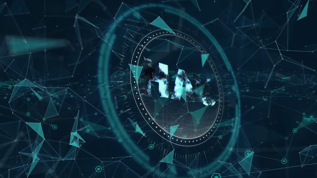 Animation of uah text and shapes on black background