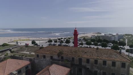 Festung-São-João-Baptista,-Nördlich-Von-Portugal,-Drohnenschuss,-Leuchtturm-Von-Esposende,-Braga