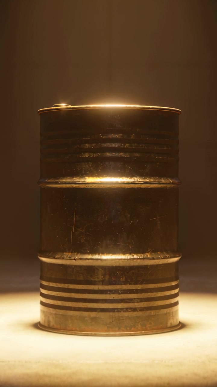 Vertical video: Rising overhead spotlight making tin can text visible on studio table, haze rising