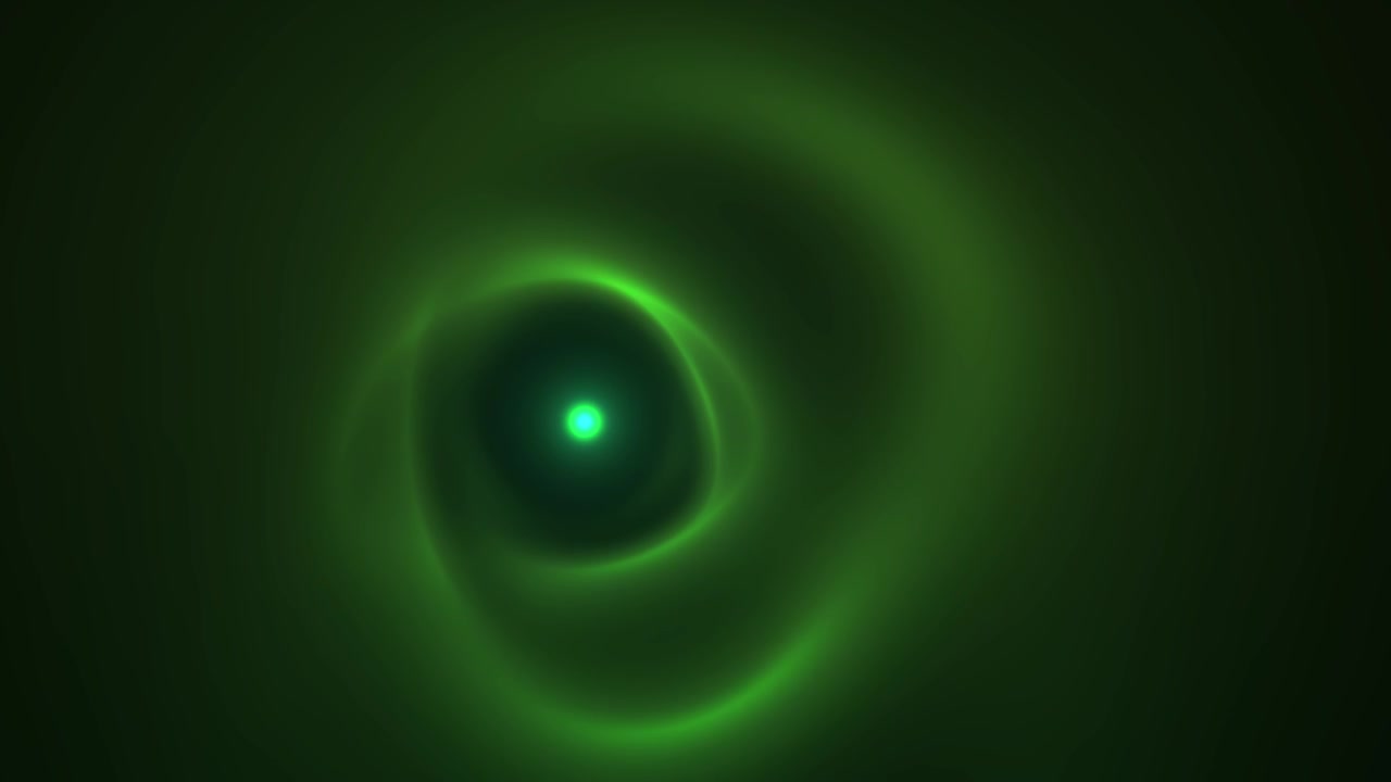 Luce Verde Astratta Vorticosa e Pulsante su Sfondo Scuro