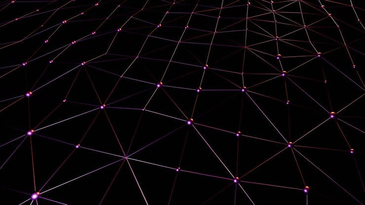 Griglia di rete digitale astratta con connessioni luminose