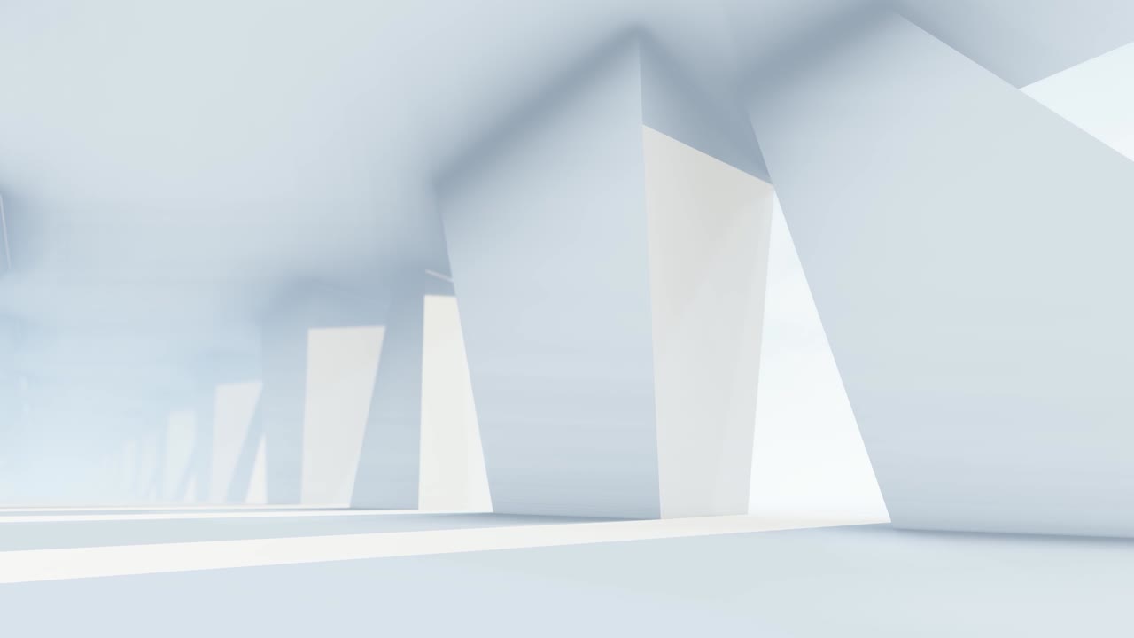 직사각형 벽과 밝은 빛과 미래의 빈  복도