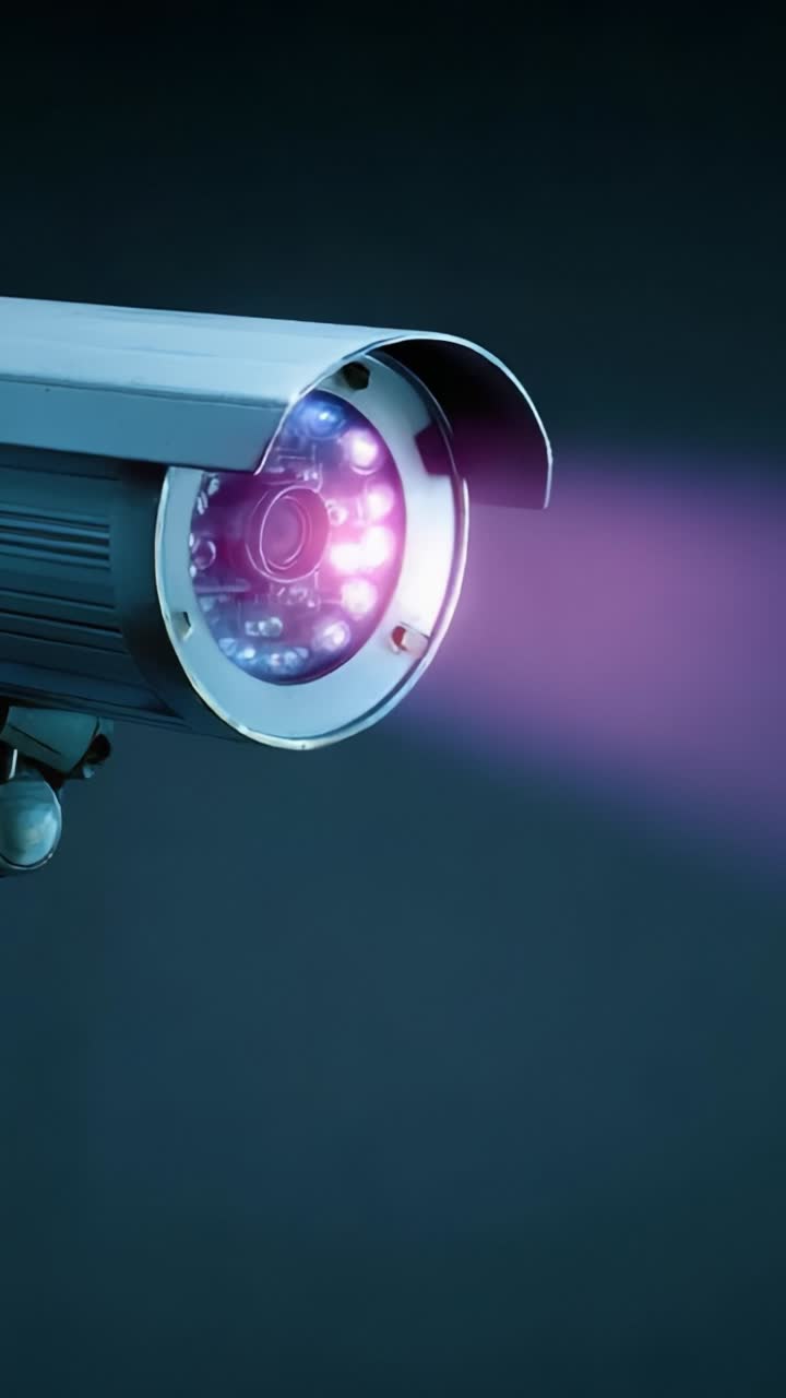 High-Tech Surveillance Camera with LED Lights Capturing Video Footage in Dark Environment for Enhanced Security and Monitoring
