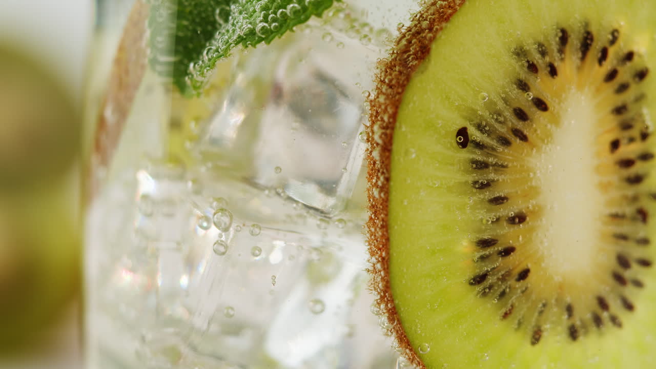 Refreshing Kiwi Soda Drink with Mint
