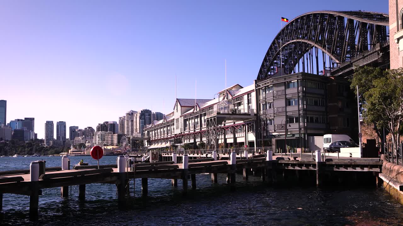 Sydney Waterfront View with Glebe Island Bridge