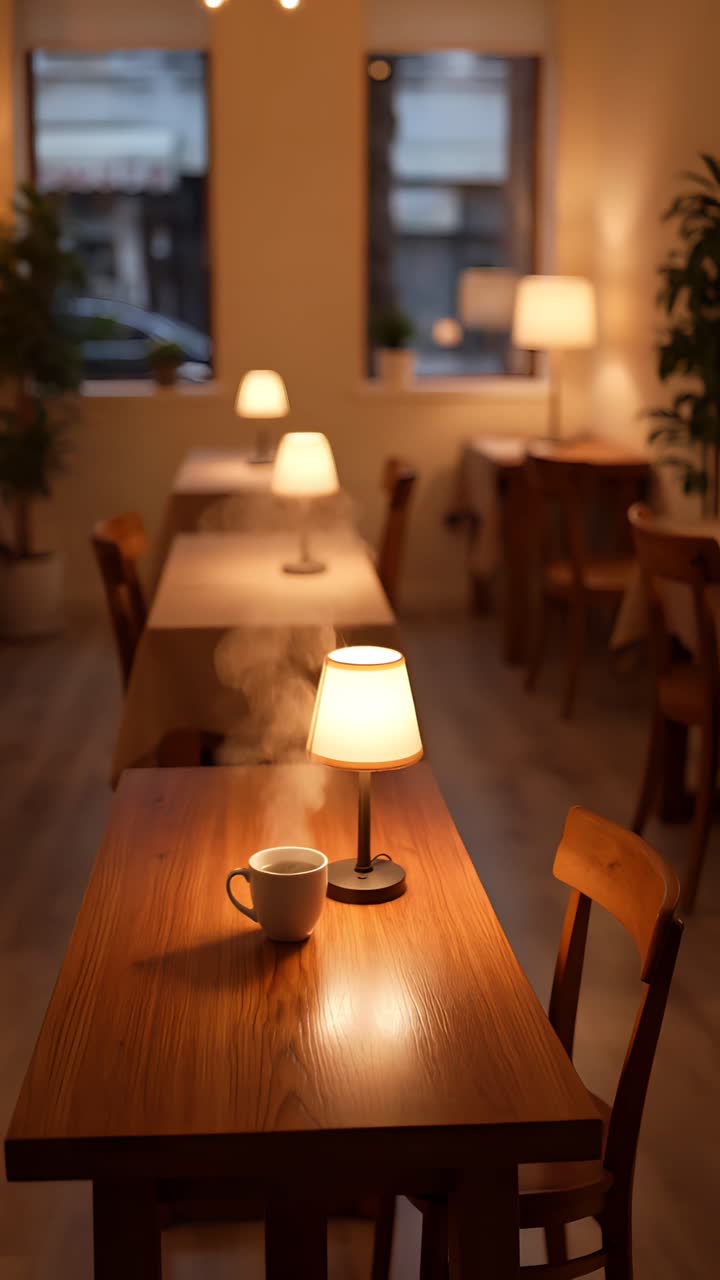 Interno di caffè estetico con atmosfera accogliente 4K