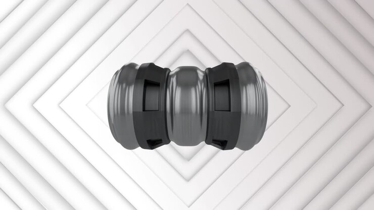 Gears spinning against rows of white diamonds pulsating in background