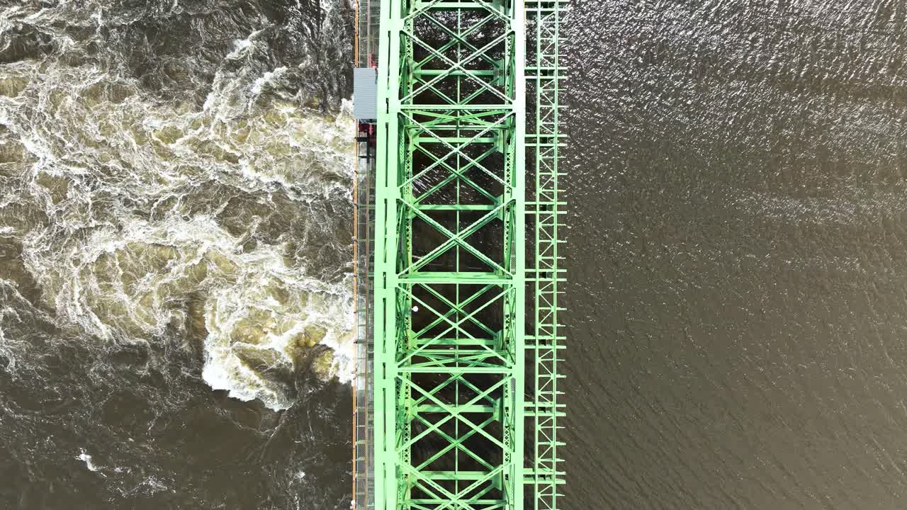 Top down dolly motion over greed bridge