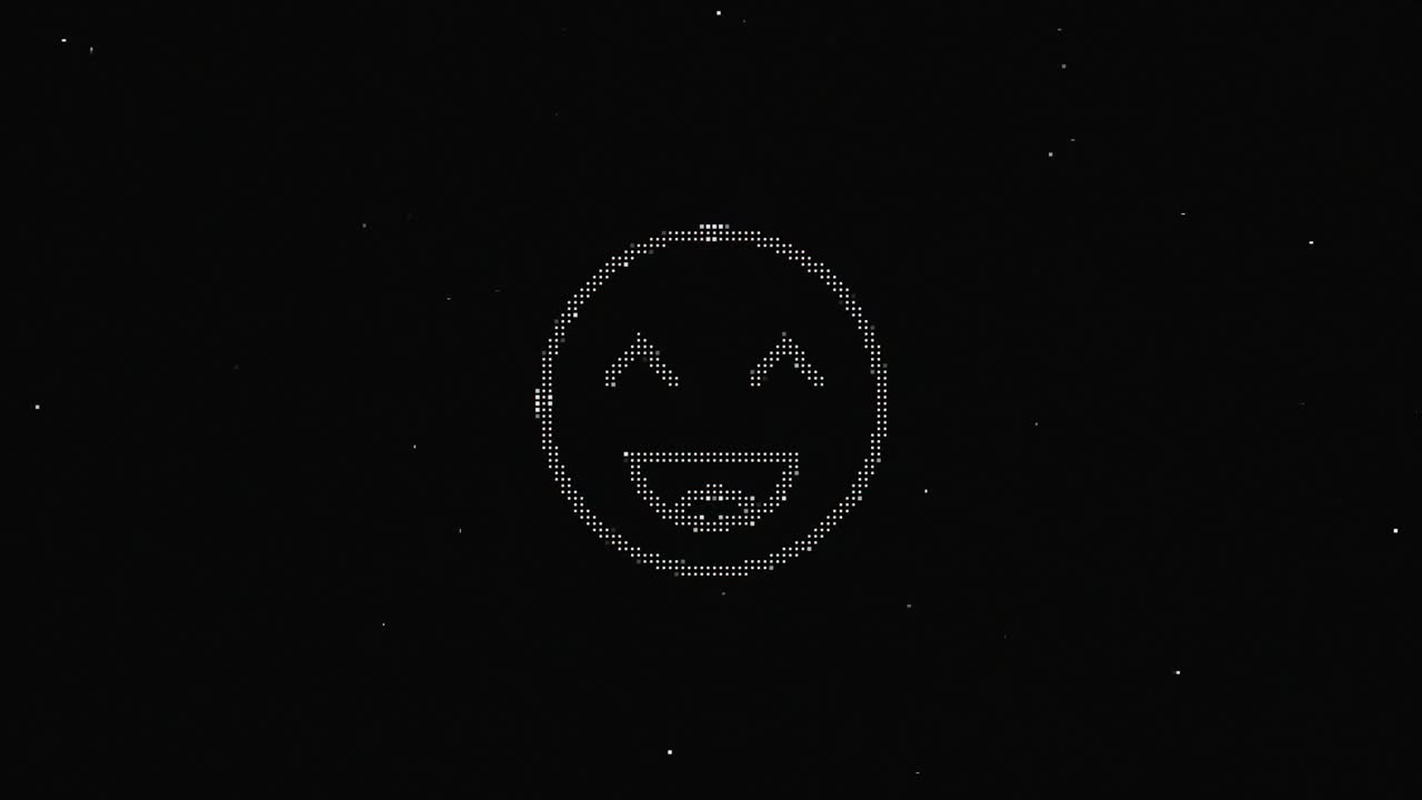 Line smile hud holographic symbol on digital old tv screen seamless loop glitch animation. Hearts. Dynamic retro and joyful. Colorful and vintage video footage.