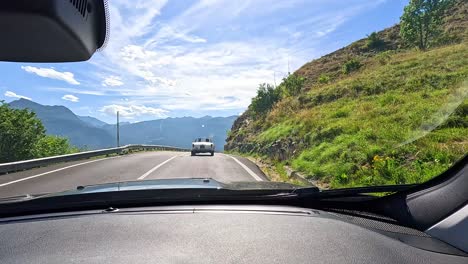 scenic drive through mountainous terrain in piedmont, italy