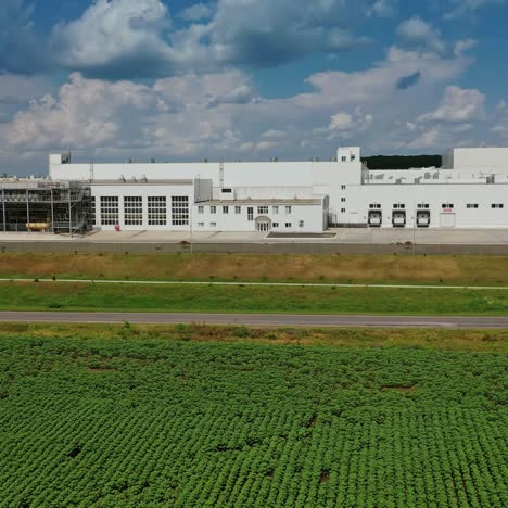 aerial view over industrial factory