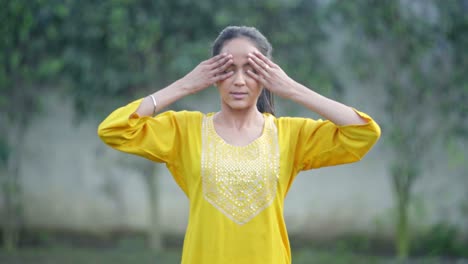 indian girl doing pranayam yoga