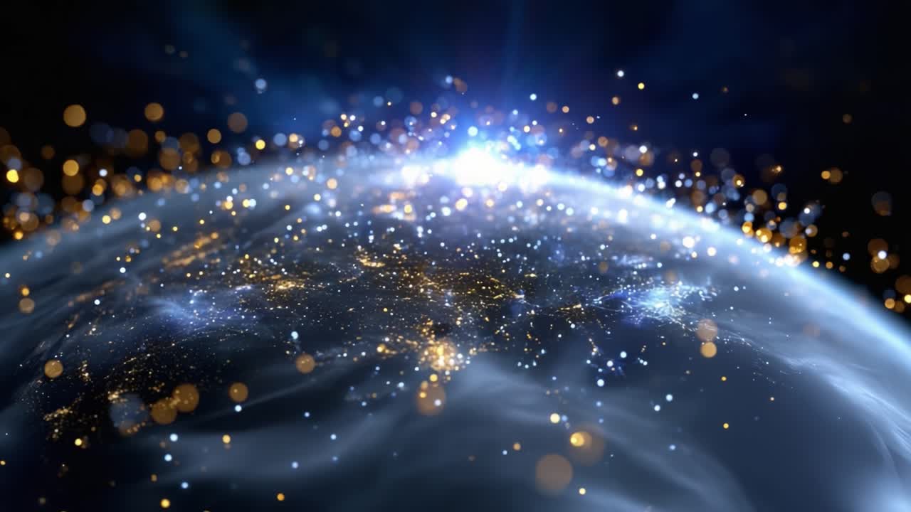 A Stunning Cosmic View of Earth Surrounded by Glittering Stars and Celestial Light, Capturing the Splendor of the Universe in All Its Glory and Wonder