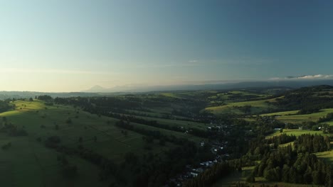 Rural-Townscape-Surrounded-By-Meadows-And-Dense-Coniferous-At-Countryside