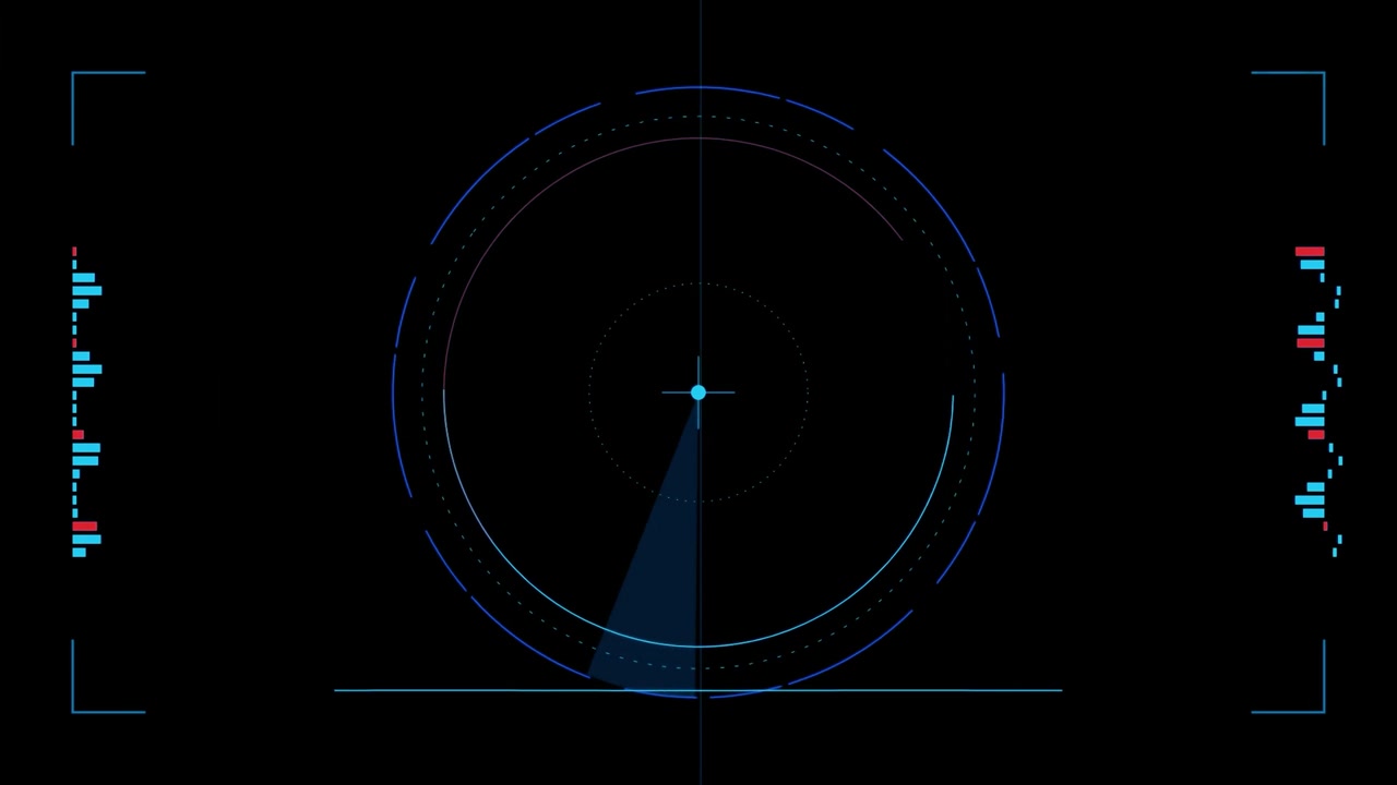 Digital Radar Interface Scanning on Dark Background