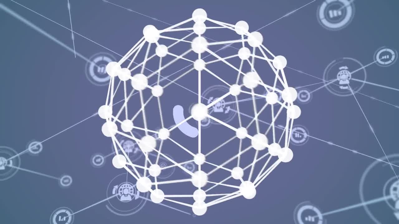 Animation of network of connections and icons network of connections