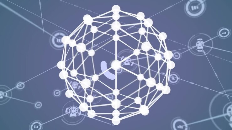 Animazione di rete di connessioni e icone